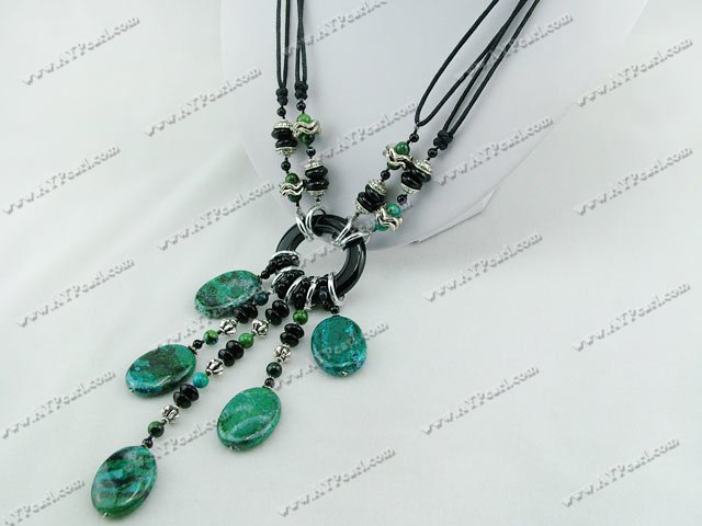 black agate phenix stone necklace