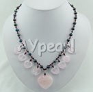 Wholesale Jewelry-black pearl garnet rose quartz necklace 