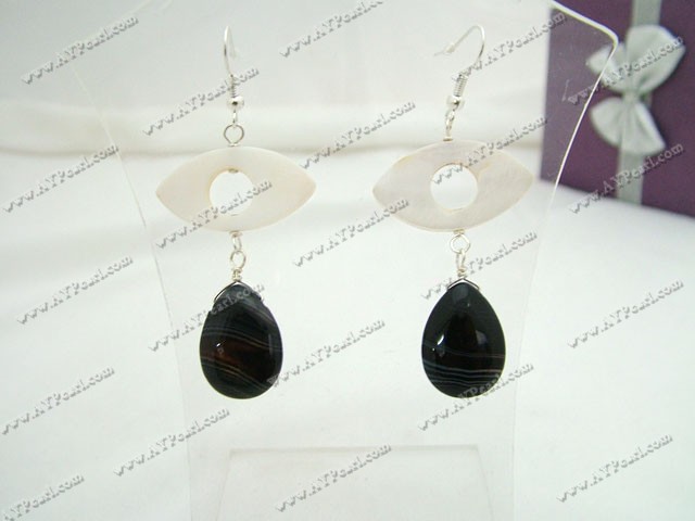 black agate shell earrings