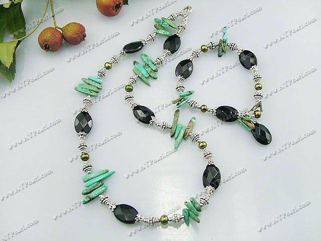 pearl turquoise black agate