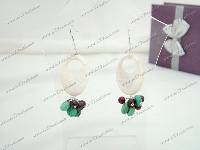 turquoise shell garnet earring