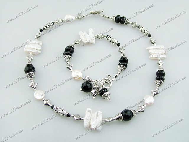 perle agate noire ensemble