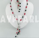 Wholesale Coral and black agate set