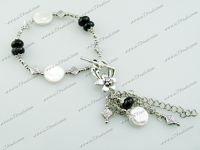 pearl black agate bracelet