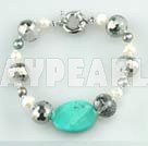 pearl crystal turquoise bracelet