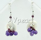 amethyst white lip shell earrings