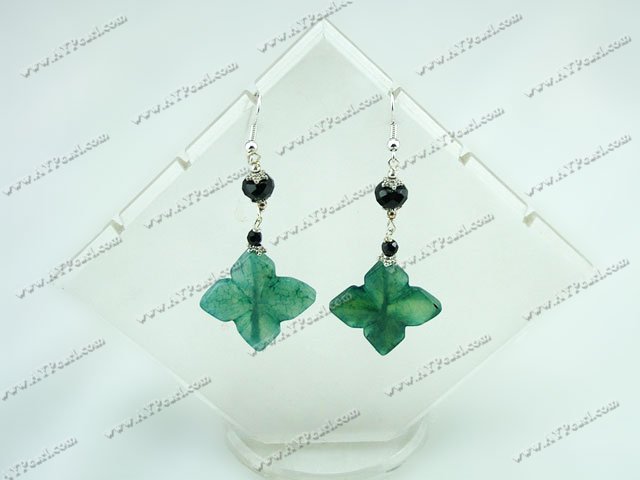 black crystal blue jade earrings