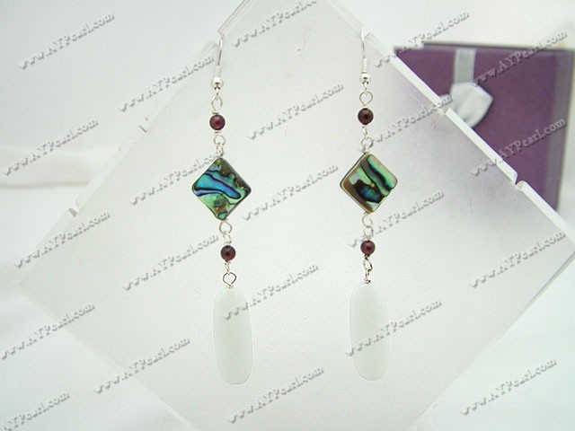 garnet abalone shell porcelain earring 