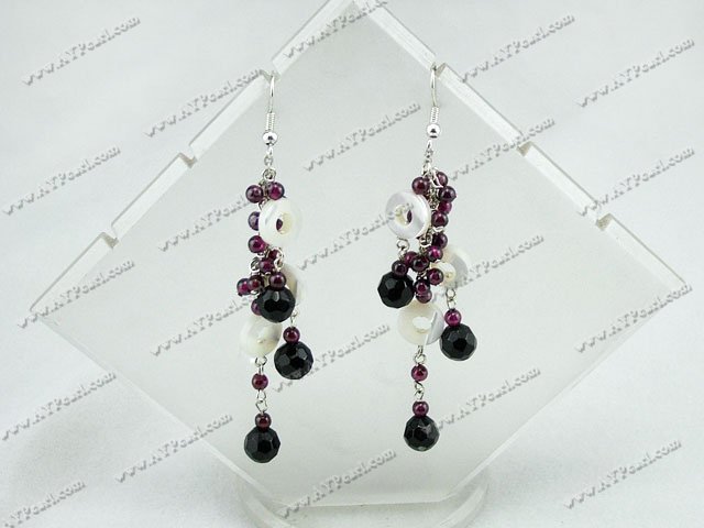 garnet shell crystal earrings