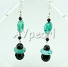 Wholesale earring-black crystal blue jade earrings