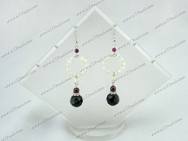 garnet shell crystal earrings