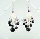 crystal shell garnet earrings