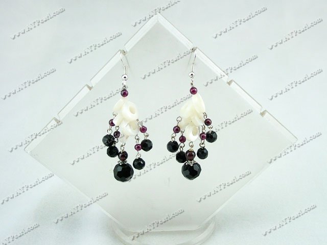 crystal shell garnet earrings