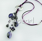 Wholesale Gemstone Necklace-Persian agate black pearl necklace