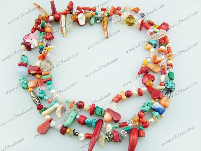coral turquoise shell necklace