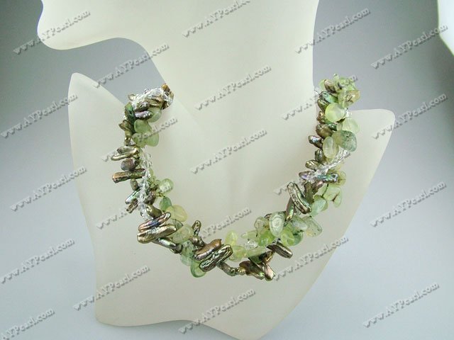 biwa pearl green rutilated quartz necklace