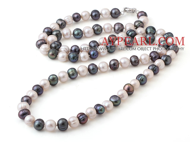 white-black pearl necklace