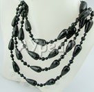 Wholesale Gemstone Jewelry-faceted brazil black agate necklace