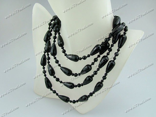 faceted brazil black agate necklace