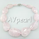 Wholesale Gemstone Necklace-faceted rose quartz necklace