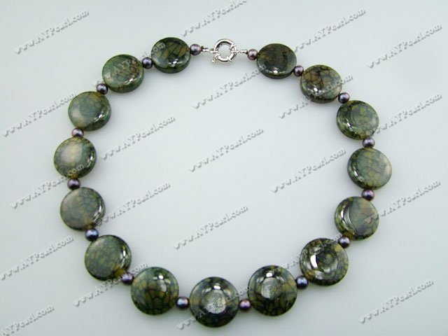 pearl serpentine agate necklace