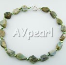 Wholesale Gemstone Necklace-natural flashed stone pearl necklace