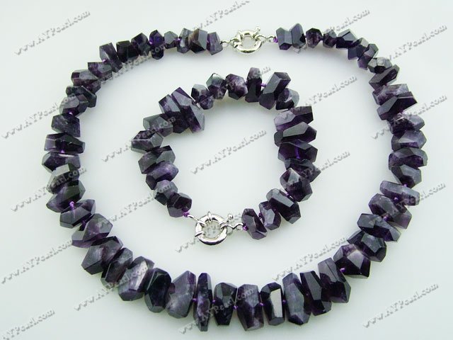 faceted natural amethyst jewelry set