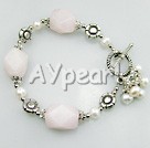 Wholesale Gemstone Jewelry-pearl rose quartz bracelet
