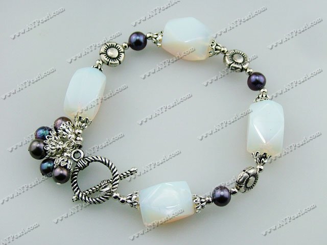 black pearl opal stone bracelet