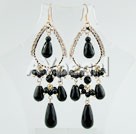 Wholesale Jewelry-rhinestone black agate earrings