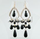 Wholesale Gemstone Earrings-rhinestone black agate earrings