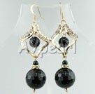 Wholesale Gemstone Jewelry-rhinestone black agate earrings