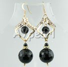 rhinestone black agate earrings