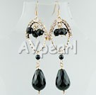 Wholesale Gemstone Earrings-rhinestone black agate earrings