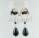 Wholesale Gemstone Jewelry-rhinestone black agate earrings