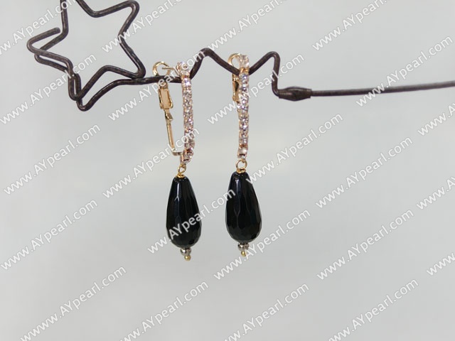 rhinestone black agate earrings