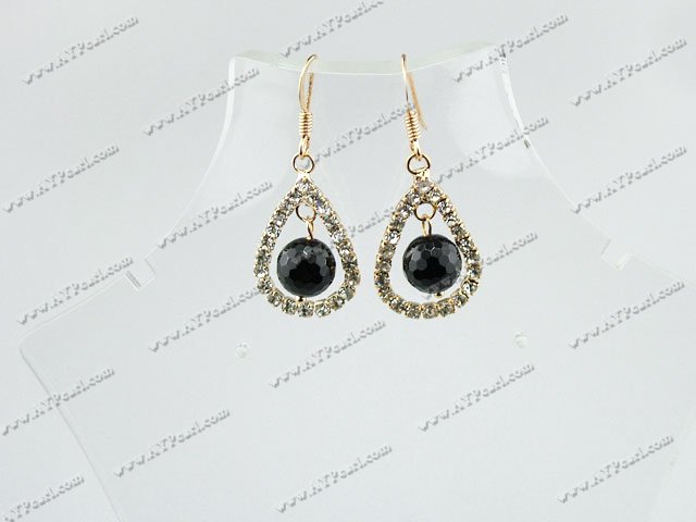 rhinestone black agate earrings