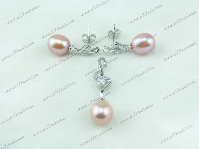 925 sterling silver pearl set