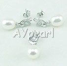 925 sterling silver pearl set