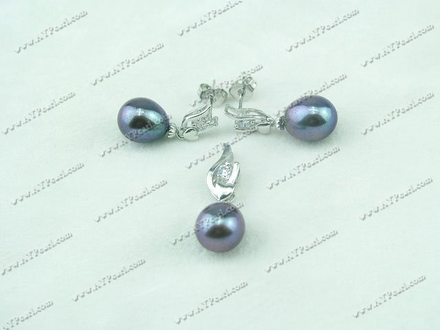 925 sterling silver pearl set