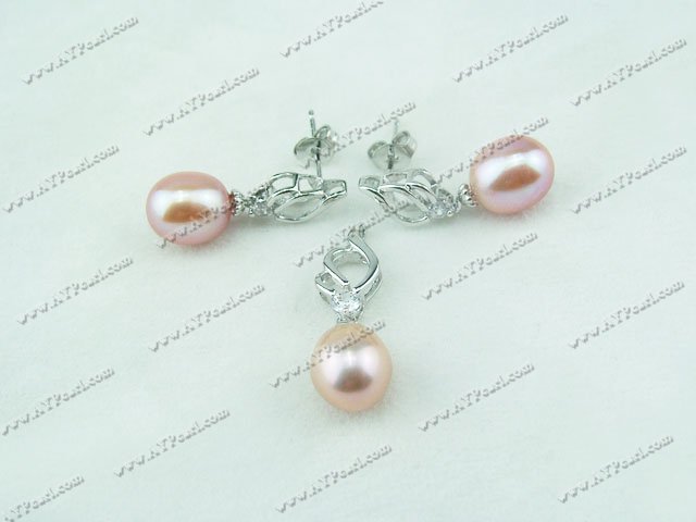 925 sterling silver pearl set