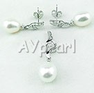 925 sterling silver pearl set