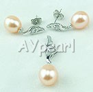 925 sterling silver pearl set