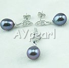 925 sterling silver pearl set