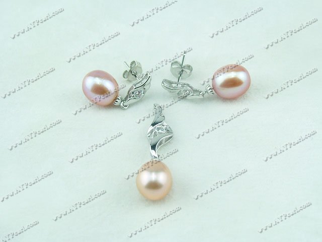 925 sterling silver pearl set