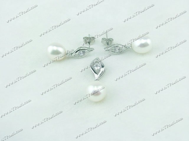 925 sterling silver pearl set