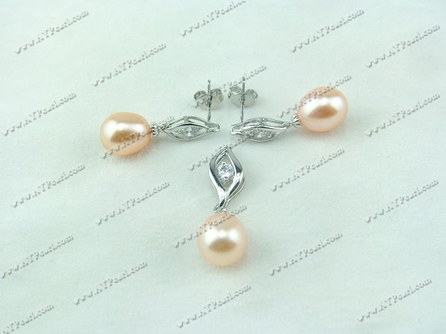 925 sterling silver pearl set
