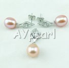 925 sterling silver pearl set