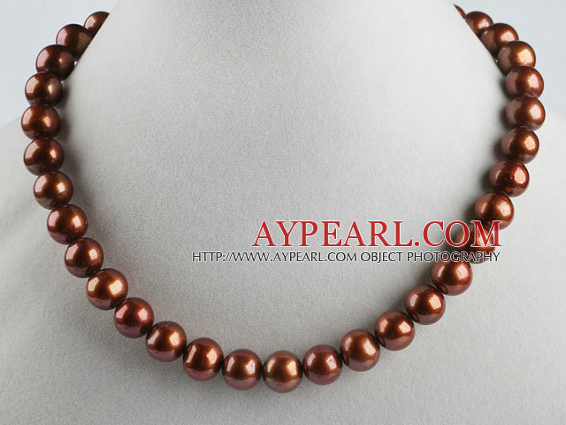 exquisite  15.7 inches 11-13mm dark brown color pearl necklace