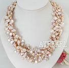 multi strand button pearl necklace